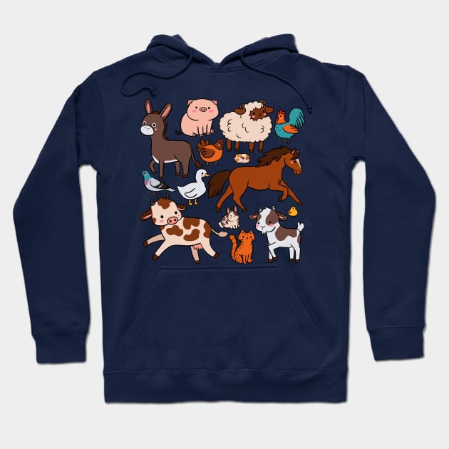 Cute farm animals illustration Hoodie by Yarafantasyart